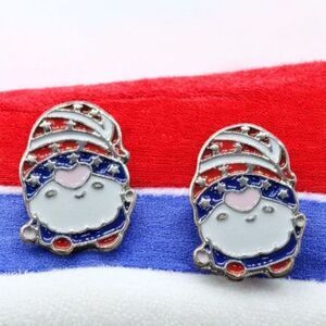 Patriotic Gnome Earrings American Flag Stud Post Pierced Jewelry America Garden
